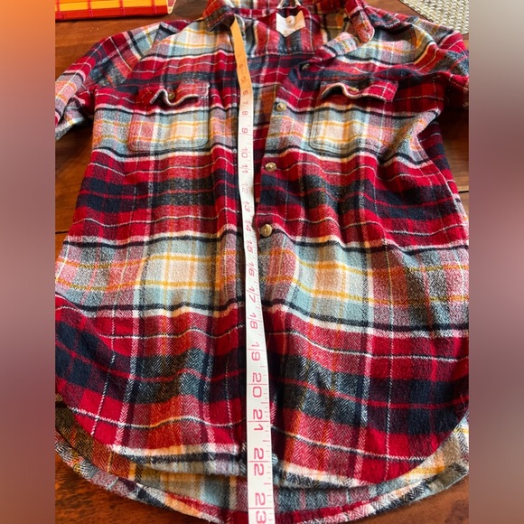 American Eagle, AE: Vintage Red Gold Plaid Flannel Button Shirt, Soft—Size M - Picture 7 of 8